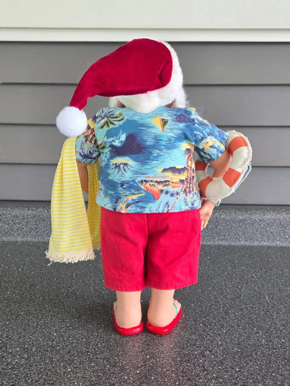 Beach Bum Santa Tropical Hawaiian Shirt Red Shorts Flip Flops 16 Inches